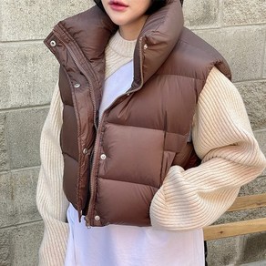 [에이진] 크롭 하이넥 패딩조끼 (3colos)