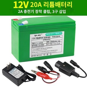 전동분무기 리튬배터리 12v 농업용 살포기, F. 20A리튬배터리+2A충전기