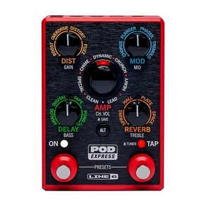 Line 6 POD Expess Guita Effects Pocesso Red, One Size, One Colo, 1개