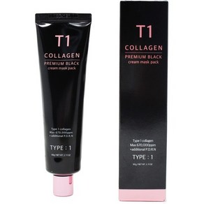 일본직발송 6. T1 COLLAGEN T1 콜라겐 팩 프리미엄 블랙 60G 콜라겐 윤기 피부 발라 벗기는 팩 콜라겐 페