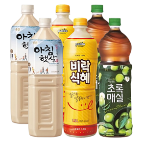 [한번에먹자쇼핑몰] 과즙음료 1.5L 3종 혼합세트 ( 웅진 아침햇살 팔도 비락식혜 웅진 초록매실 ), 6개