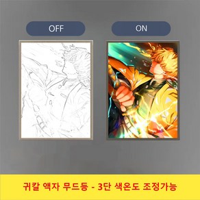 [무드등] 귀멸의 칼날 굿즈 귀칼 LED 액자 무드등 감성 무드등 애니메이션 캐릭터 무드등 생일선물 [D-DM-D002], CH21, 8 인치 USB 플러그 17*23CM