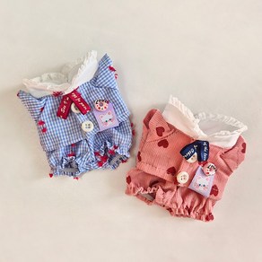 러브도넛 파자마 인형옷 (10cm 15cm 모루인형 옷 그로밋 솜인형 의상 꾸미기), 레드, 1개