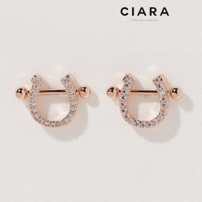 CIARA 14K Mantova 샤이닝 호슈어 귀걸이(SilvePin)