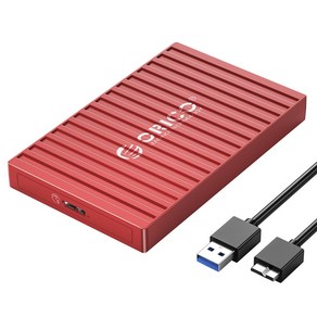 오리코 2.5형 USB 3.0/Type-C 5Gbps 외장하드케이스, 레드, USB 3.0, 1개