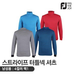 풋조이 남성 스트라이프 터틀넥 셔츠 [4컬러], L, 34262 블루/블랙