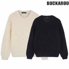 버커루 [특가전] [BUCKAROO JEANS] 공용 프리미엄 와플파일조직 굵은짜임 꽈베기 루즈핏 오버핏 니트 라운드 티셔츠