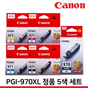 캐논 정품잉크 PGI-970XL 세트 대용량 MG7790 MG5790 TS8090, 1세트, PGI-970XL PGBK 5색세트/정품