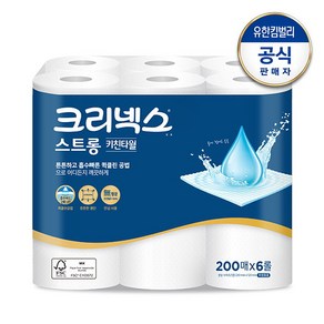 크리넥스 스트롱 천연펄프 키친타월, 200매, 6개