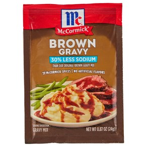 McComick 30% Less Sodium Bown Gavy Mix 0.87 oz McComick 30% 나트륨 감소 브라운 그레이비 믹스 0.87oz, 24g, 1개