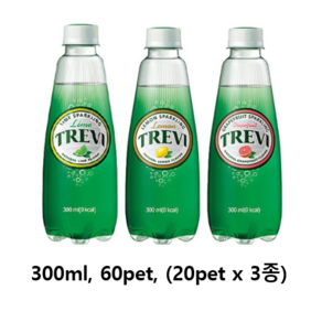 롯데 트레비 탄산수 라임+자몽+레몬 300ml 3종 총60pet, 트레비 라임+자몽+레몬 300ml 3종 60pet, 1세트