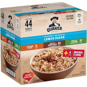 퀘이커 Quaker Lower Sugar Variety 로우슈가 인스턴트 오트밀 버라이어티팩 52개입 60.7oz(1.72kg)