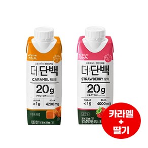 빙그레 더단백드링크 250mL 카라멜맛2+딸기맛2 /단백질보충음료/우유/무배, 1세트