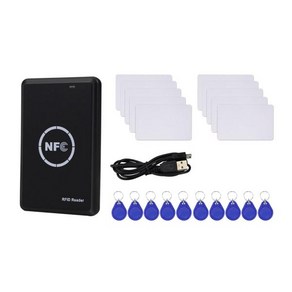 RFID 리더기 복사기 NFC 리더기 스마트 카드 프로그래머 액세스 카드 디코더 쓰기 가능 T5577 UID Fobs 카드, Blackbluewhite, 블랙&블루&화이트, 1개