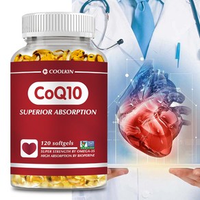 Coolkin CoQ10-400mg - 심장 건강과 에너지 생성을 지원하는 Omega-3 PQQ BioPeine 및 CoQ10이 함유된 소프트젤, 1박스, 60정