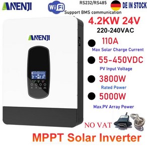 태양광 하이브리드 인버터 PV 55-450V 110A MPPT 충전 컨트롤러 24V 220V 순수 사인파 오프 그리드, [01] NO wifi, [01] 24V, [01] 220-240V, 1개