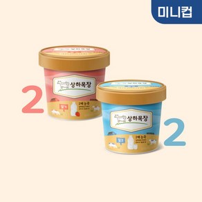 매일유업 상하목장 유기농 아이스크림 밀크+딸기 미니컵 100ML 각 2개 총 4개 상하 아이스크림