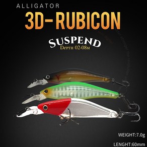 JRC 엘리게이터 3D써스펜드 60미노우/3D-RUBICON60/쏘가리 꺽지 배스루어, S03, 1개