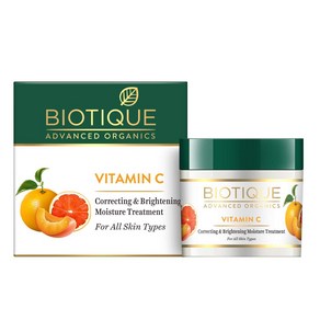 바이오티크 Biotique 비타민 C 코렉팅 앤 브라이트닝 모든 피부용 기름지지 않는 페이스크림 50g 더젊어 보이고 영양이 풍부하고 밝은 피부, 1개