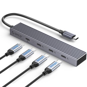 오리코 4in1 C타입 알루미늄 USB3.2 GEN2 10Gbps PD100W 충전 멀티허브 DHF, DHF-4C, 1개