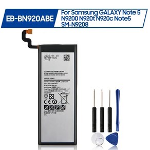 갤럭시 노트 5 용 교체 배터리 EB-BN920ABE NFC 3000mAh N9200 N920t N920c SM-N9208 N9208