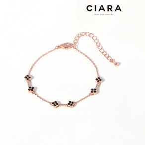 CIARA 14K Modena 블랙 세이 클로버 팔찌(GoldPlated)