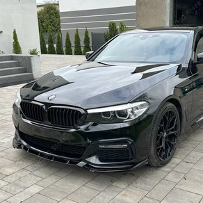 BMW G30 G31 G38 M 퍼포먼스 520i 530i 540i 530e 프론트 범퍼 스플리터 글로스 블랙 17-20 투어링 튜닝 바디 키트 3개 카본 룩, 유광 Black