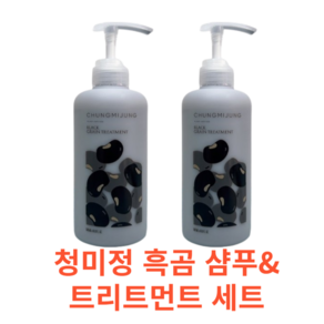 [본사정품] 극지성 전용 청미정 흑곡 샴푸 500ml + 약산성 트리트먼트 500ml 세트 유분기 제거 검정콩 검은깨 노폐물 세정 17종 추출물 끈적임 최소, 2개