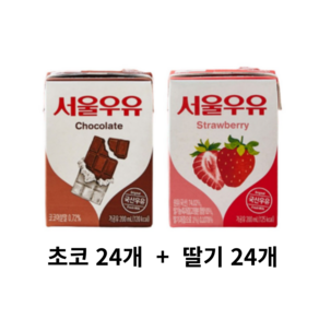 서울우유 초코우유200ml 24개 + 딸기우유200ml 24개, 48개, 200ml, 48개