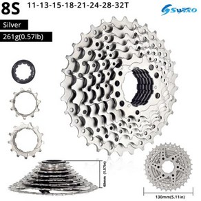 SWTXO-자전거 카세트 12 11 10 9 단 Mtb 래칫 HG 8v 9v 11v 12v 10v 산악 자전거 스프로킷 323640424650T 프리휠, 1) SWTXO 8S 32T silve, 1개