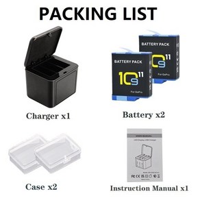 고프로 히어로 11 10 9 3 슬롯 LED 배터리 충전기 카메라 액세서리 보관 2600mAh, 03 2Pcs With Chage, 01 CHINA