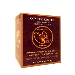 콘삭 페이퍼 필터 헤이즐넛향 커피 Con Soc Coffee Paper Filter Coffee (Box of 10 Packs) Hazelnut Flavor Pack