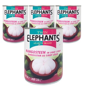 [태국] TWIN ELEPHANTS 망고스틴통조림 / Mangosteen 빙수 토핑 가니쉬 과일캔, 565g, 4개