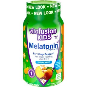 Vitafusion Kids Melatonin Gummy Supplements 트로피컬 복숭아 풍미 수면 지원 보충제 1 50개