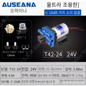 음소거캠핑카워터펌프 자체프라이밍 T42 12V24V, 전압220V모델T43220, 1개