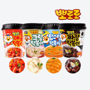 뽀로로 컵 떡볶이 매콤 크림 짜장 랍스터 치즈 /뽀로로 떡볶이, 4개, 115g