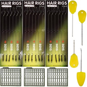 Carp Fishing Hair Rigs Boilie Stopper Kit 18pcs C 잉어 낚시 머리 장치 Boilie Stopper 키트 18pcs 곡선 가시 잉어 후크