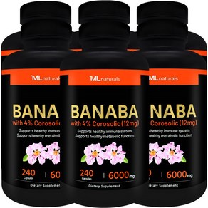 [미국빠른직구] 신제품 마이라이프 내추럴스 바나바 6000 코로솔산 4% (12mg), 240정, 6개