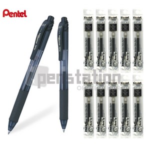 Pentel 에너겔 X 0.5mm 0.7mm 볼펜/리필 세트, BL107 0.7mm 흑색2개+리필 흑색10개 세트