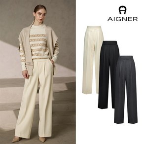 아이그너 ★최신상★ 24FW AIGNER 울블렌디드 밴딩 와이드 팬츠