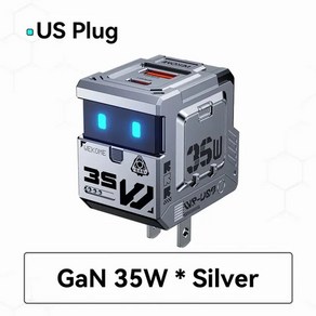 WEKOME 로봇 고속 충전기 GaN C 타입 빠른 충전 아이폰 삼성 샤오미 태블릿 맥북, [04] US Plug 35W