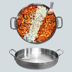 [쿠커스 판다] 리빙아트 스테인레스 스틸 3중 닭갈비판 (35cm 40cm) IH 인덕션 사용가능 국내생산 / 손잡이 원형 불판 삼중 스탠 볶음판 양수 볶음팬