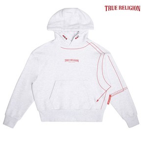 [TRUE RELIGION] 라인 아트 후드 티셔츠 화이트멜란지