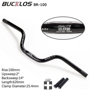 BUCKLOS 산악 자전거 핸들 바 31.8mm 25.4mm 라이저 620/660/720/780mm 알루미늄 합금 MTB 사이클링 부품, 13 25.4-620-100mm-Black, 1개