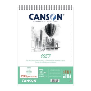 [CANSON] 1557 스케치북 200g(상철스프링 제본) A4 A5, 상철스프링 A4