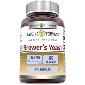 Amazing Fomulas Bewes Yeast 1500mg Pe Seving 240 정 Supplement  글루텐 프리 Made in USA, 240 Count, 1개, 240정