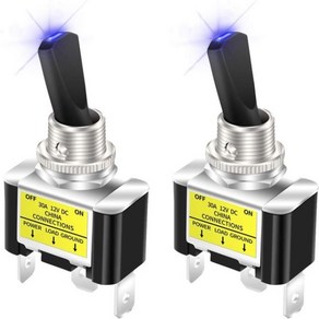 스위치부속품 30A 12V LED 토글 스위치 조명 로커 SPST ON Off 2 3Pin 자동차 항공기용 피스, [04] Blue LED, 1개