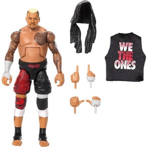 미국 아마존 정품++ Mattel WWE Top Picks 엘리트 액션 피규어 및 액세서리 세트 Solo Sikoa 15.2cm(6인치) 수집용 교체 가능한 손 링 기어 25개, 솔로 시코아, 1개