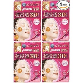 일본직발송 6. 肌美精 피부 미정 초침투 3D 마스크 (에이징 보습) 4장×4개 세트 B0082DAMZA