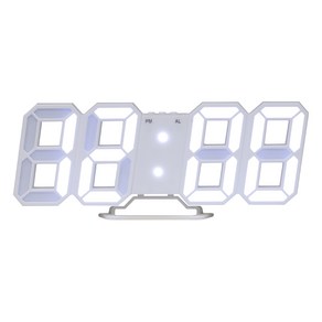 플라이토 와이파이 자동시간맞춤 인테리어 디지털 LED 알람 탁상시계 카페 집들이 개업 선물, 화이트